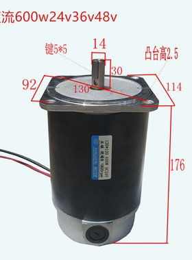 ZYT直流光轴600W有刷电机马达永磁立式DC24V36V48V180V220V高转速