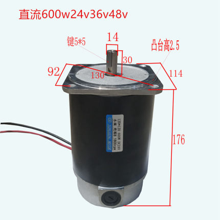 ZYT直流光轴600W有刷电机马达永磁立式DC24V36V48V180V220V高转速