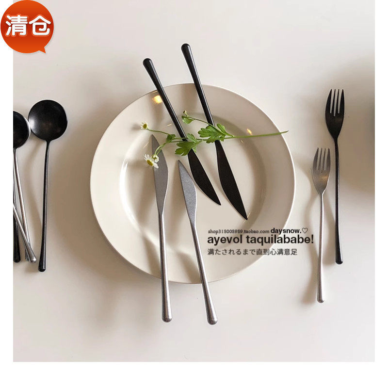 blue不锈钢刀叉勺复古细柄甜品叉高级感西餐餐具精致餐刀餐叉餐勺,餐饮具,西餐餐叉,淘宝优惠券,粉丝福利购,淘宝优惠卷