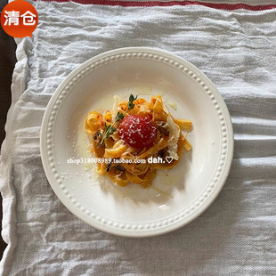 走失 餐具 blue复古珠边餐盘陶瓷甜品盘沙拉盘咖喱饭汤盘盘子法式