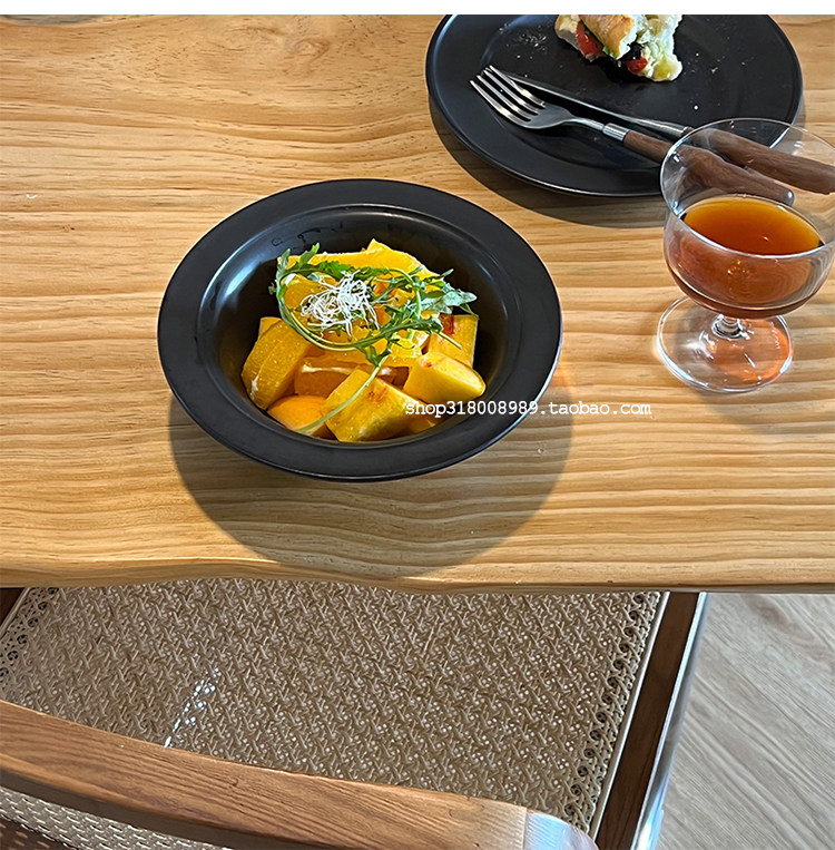平盘汤盘陶瓷圆形椭圆形黑色餐具