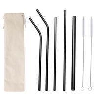 304 stainless steel straw set, colored metal straw bag set, long straws for milk tea, coffee and beverages thumbnail 5