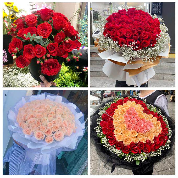 送四川省内江市资中县隆昌县同城鲜花店女神节玫瑰花束送老婆女友