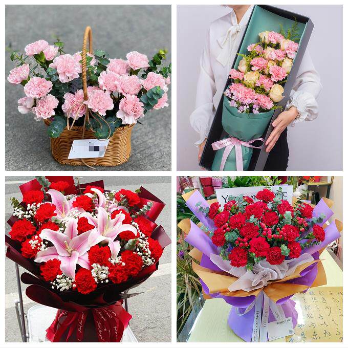 贵阳市南明云岩区花溪乌当区同城鲜花店康乃馨花束送长辈父母生日