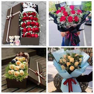 湖南怀化市靖州县通道县洪江市同城鲜花店送11朵33枝玫瑰表白女友