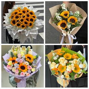 中高考向日葵玫瑰混搭花束蚌埠市淮上区怀远五河固镇县同城鲜花店