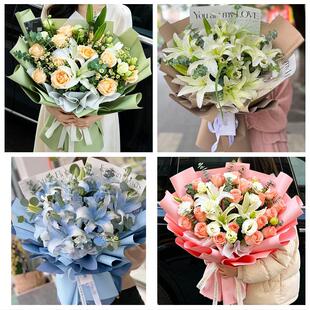 送平凉市崆峒区泾川县灵台县同城鲜花店玫瑰百合花束送老婆女朋友
