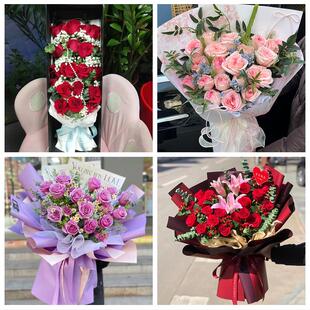 送楚雄州元谋县武定县禄丰县同城鲜花店情人节玫瑰花束礼盒送女友