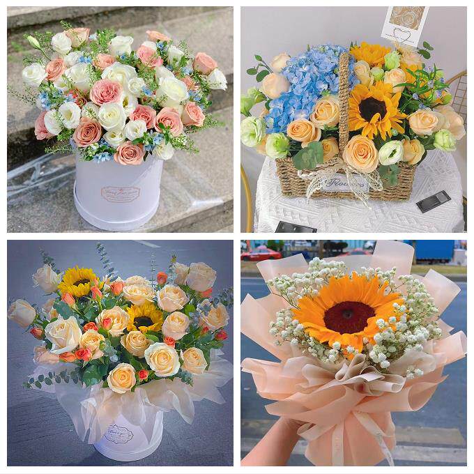 辽宁丹东市元宝区振兴区振安区同城鲜花店向日葵玫瑰混搭生日花束