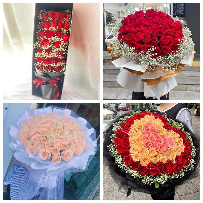 送昆明市宜良县石林县嵩明县同城鲜花店女神节玫瑰花束送老婆女友