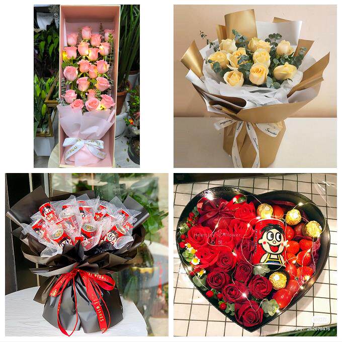 送武汉市武昌区青山区洪山区同城鲜花店送女朋友闺蜜圣诞玫瑰礼盒