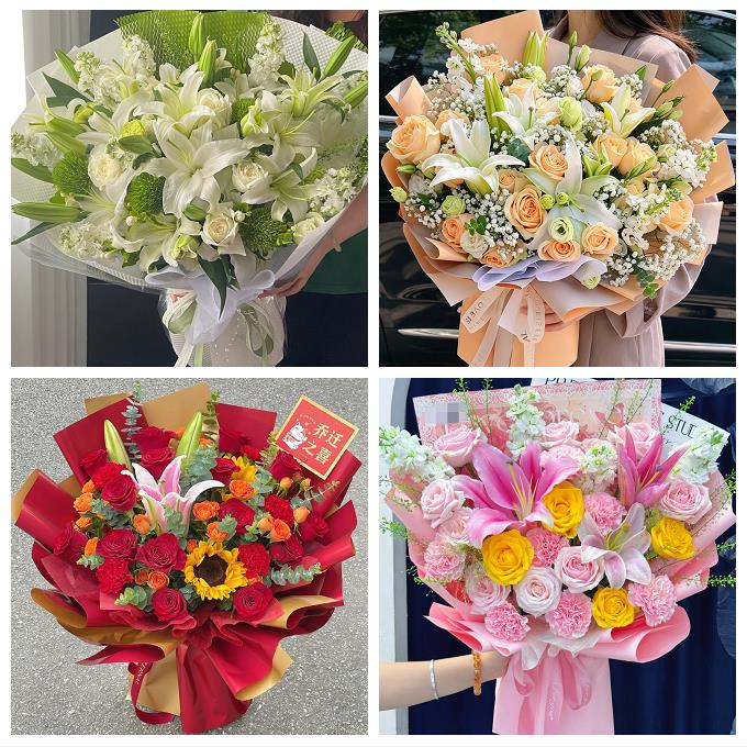 送武汉市武昌区青山区洪山区同城鲜花店玫瑰百合花束送老婆女朋友