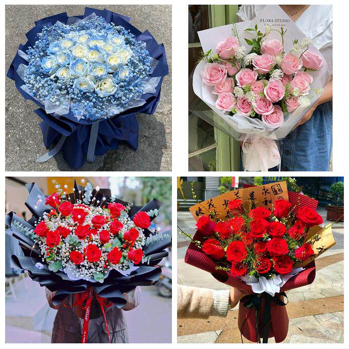 东莞市厚街沙田道滘镇洪梅镇同城鲜花店女神节玫瑰花束送老婆女友