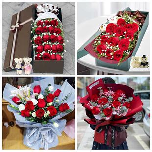 湖南怀化市辰溪县溆浦县会同县同城鲜花店送11朵33枝玫瑰表白女友