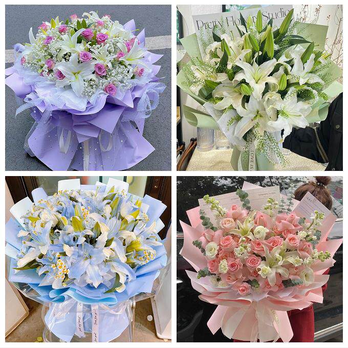 山东菏泽市郓城县鄄城县东明县同城鲜花店送玫瑰百合花束老婆生日