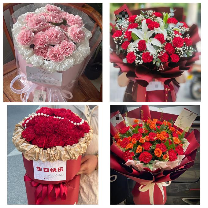 南京市玄武秦淮建邺区鼓楼区同城花店康乃馨百合鲜花束送长辈生日