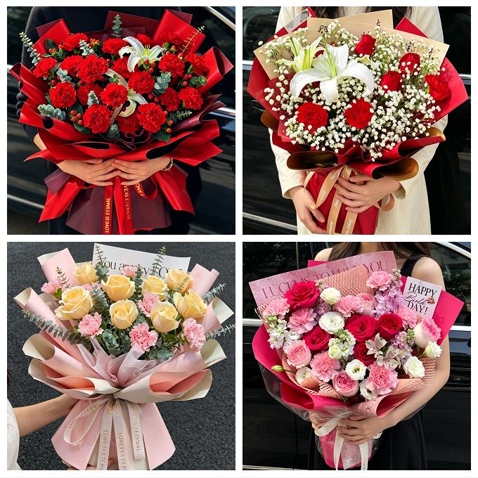 锦州市黑山县义县凌海北镇市同城鲜花店送康乃馨百合长辈生日花束