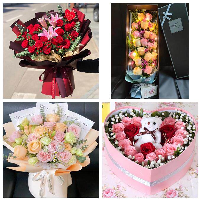 送宜宾市江安长宁县高县珙县同城鲜花店情人节玫瑰花束礼盒送女友