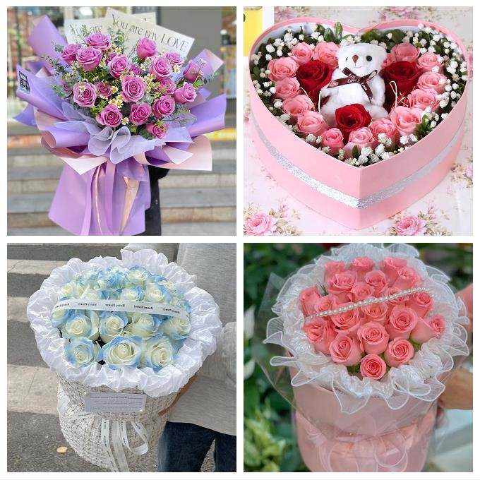 重庆市潼南荣昌区梁平城口县同城鲜花店情人节玫瑰花束礼盒送女友