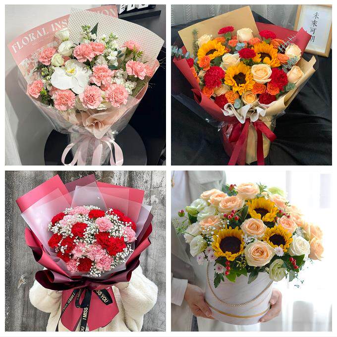 送上海市青浦区重固镇白鹤镇同城鲜花店38节康乃馨百合花束送长辈