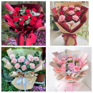 大连市长海县瓦房店市庄河市同城鲜花店38节康乃馨百合花束送长辈