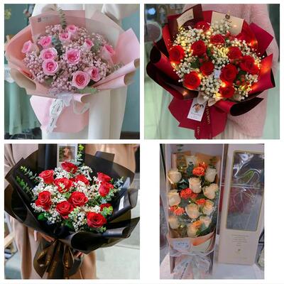 天津河北光复道望海楼鸿顺里同城鲜花店情人节玫瑰花束礼盒送女友