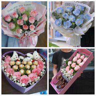 天津河北区光复道望海楼鸿顺里鲜花店同城配送女朋友情人节红玫瑰