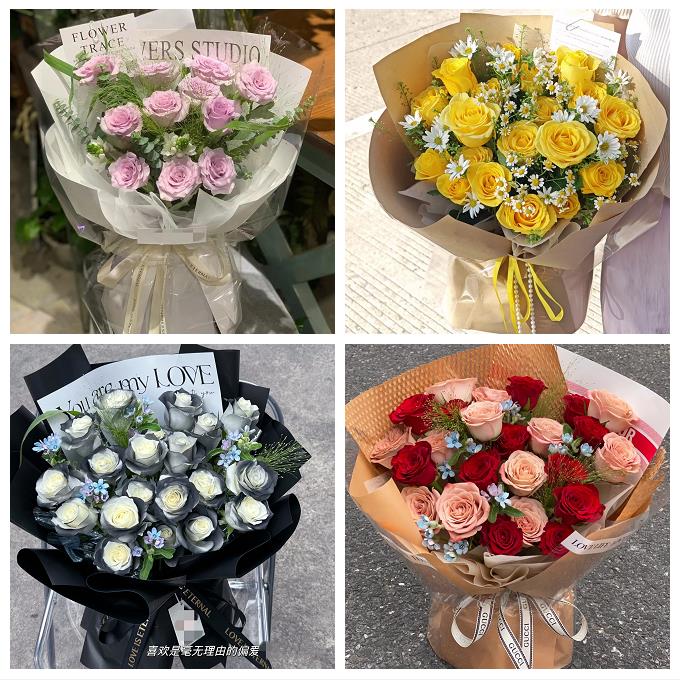 北京顺义区石园空港双丰旺泉同城鲜花店送卡布碎冰蓝玫瑰生日花束