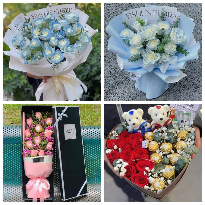 淄博市周村区桓台高青沂源县同城鲜花店七夕玫瑰花束表白男女朋友