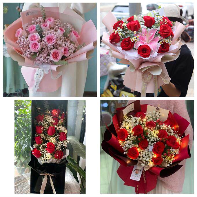 天津南开向阳路嘉陵道王顶堤同城鲜花店情人节玫瑰花束礼盒送女友