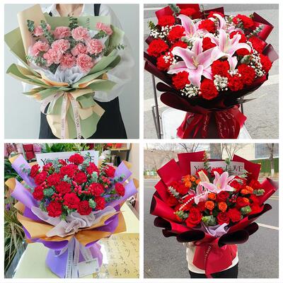 送开封市禹王台区祥符区杞县同城鲜花店康乃馨花束送长辈父母生日