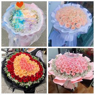 湛江市赤坎霞山区坡头麻章区同城鲜花店女神节玫瑰花束送老婆女友