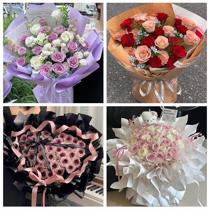 芜湖市镜湖弋江鸠江区三山区同城鲜花店送卡布碎冰蓝玫瑰生日花束