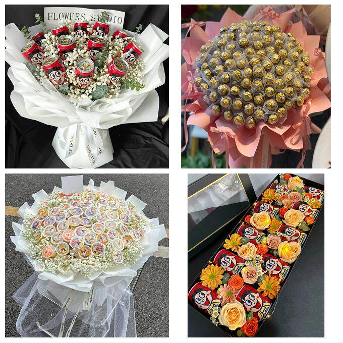 送松原市长岭县乾安县扶余市同城鲜花店61儿童节鲜花零食饮料花束