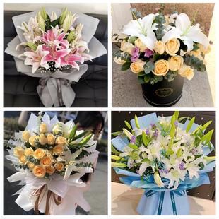 送内江市市中区东兴区威远县同城鲜花店订玫瑰百合送女友老婆生日