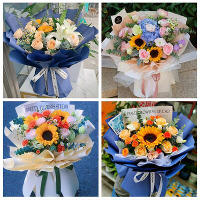 广东湛江市麻章区遂溪县徐闻县同城鲜花店学生高考向日葵玫瑰花束