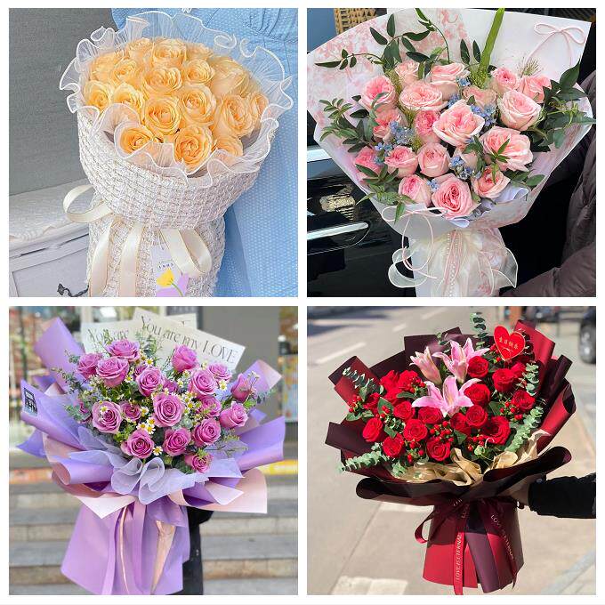 海口市秀英龙华琼山区美兰区同城鲜花店情人节玫瑰花束礼盒送女友