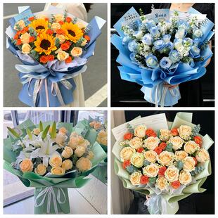 上海市黄浦区南京的东路外滩同城鲜花店送男士朋友向日葵玫瑰花束