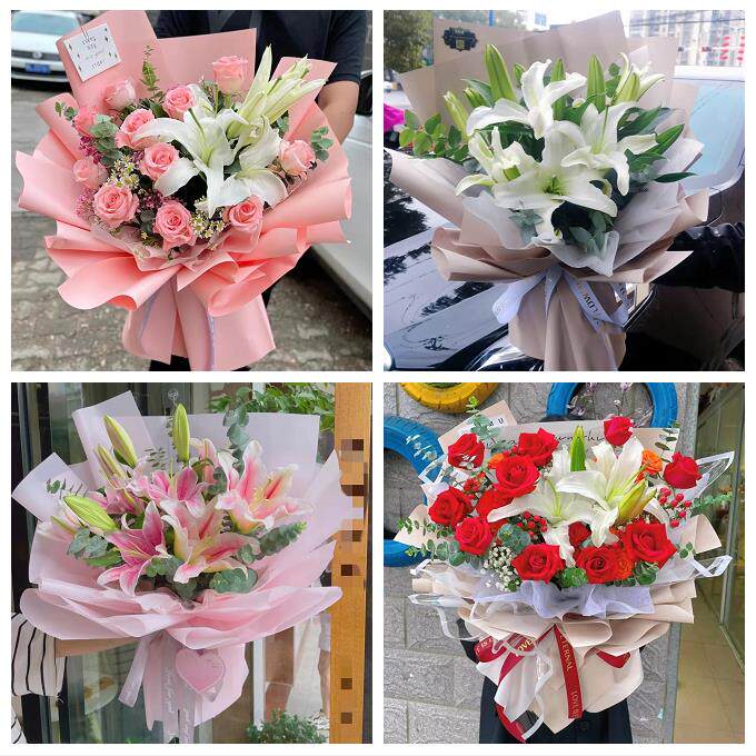 烟台市芝罘福山区牟平莱山区同城鲜花店送闺蜜女朋友百合玫瑰花束