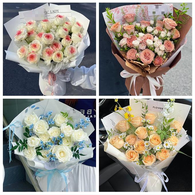 阜阳市太和阜南颍上县界首市同城鲜花店送卡布碎冰蓝玫瑰生日花束