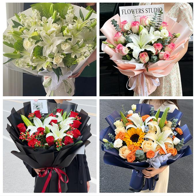 送济南市历下区市中区槐荫区同城鲜花店玫瑰百合花束送老婆女朋友