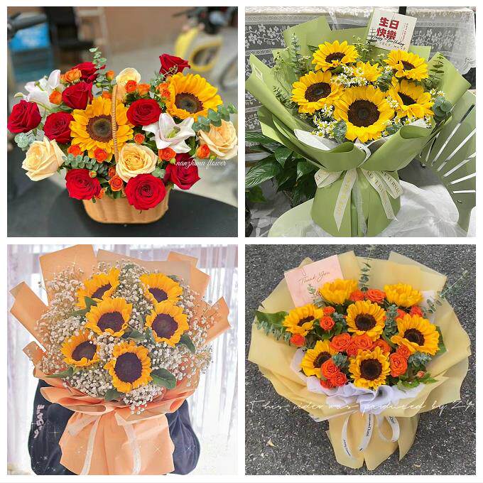 江苏连云港市东海县灌云灌南县同城鲜花店向日葵玫瑰混搭生日花束