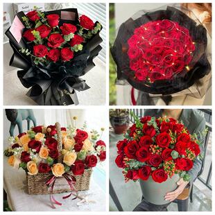 黑龙江大庆市萨尔图区让胡路区鲜花店同城配送女朋友情人节红玫瑰