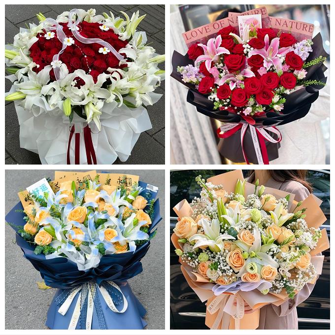 防城港港口防城区上思县东兴同城鲜花店玫瑰百合花束送老婆女朋友