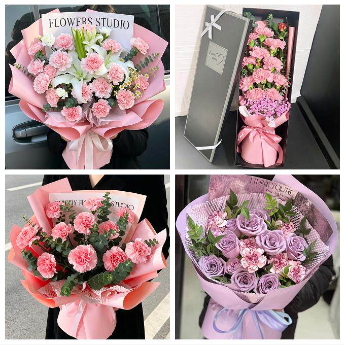 广州市白云黄埔区番禺花都区同城鲜花店配送母亲节康乃馨百合花束