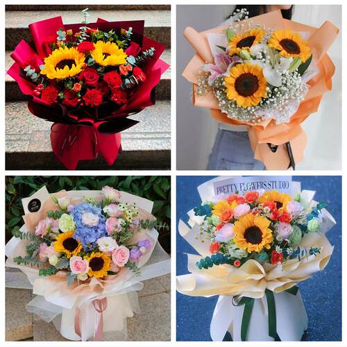 陕西渭南市潼关县大荔县合阳县同城鲜花店学生高考向日葵玫瑰花束