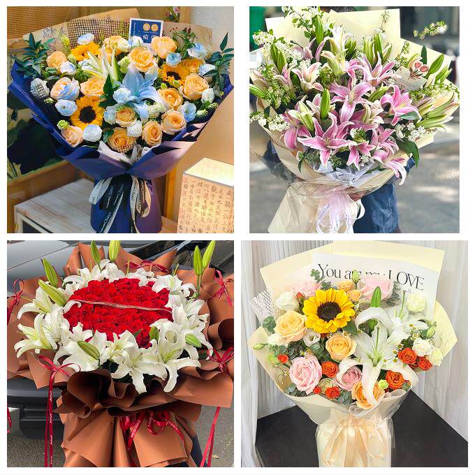 山西吕梁市交口县孝义市汾阳市同城鲜花店送玫瑰百合花束老婆生日