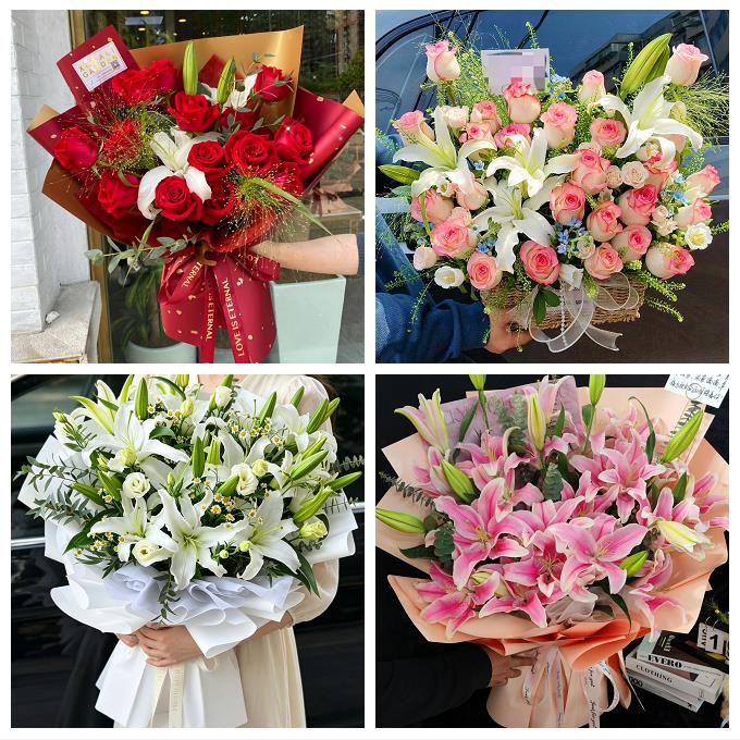 连云港市东海县灌云县灌南县同城鲜花店玫瑰百合花束送老婆女朋友