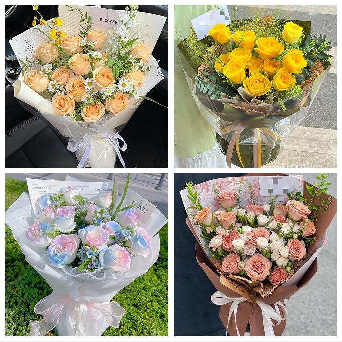 送上海市虹口区广中路曲阳路同城鲜花店送卡布碎冰蓝玫瑰生日花束