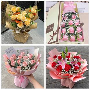 送绥化市庆安县明水县绥棱县同城鲜花店情人节送老婆玫瑰表白女友